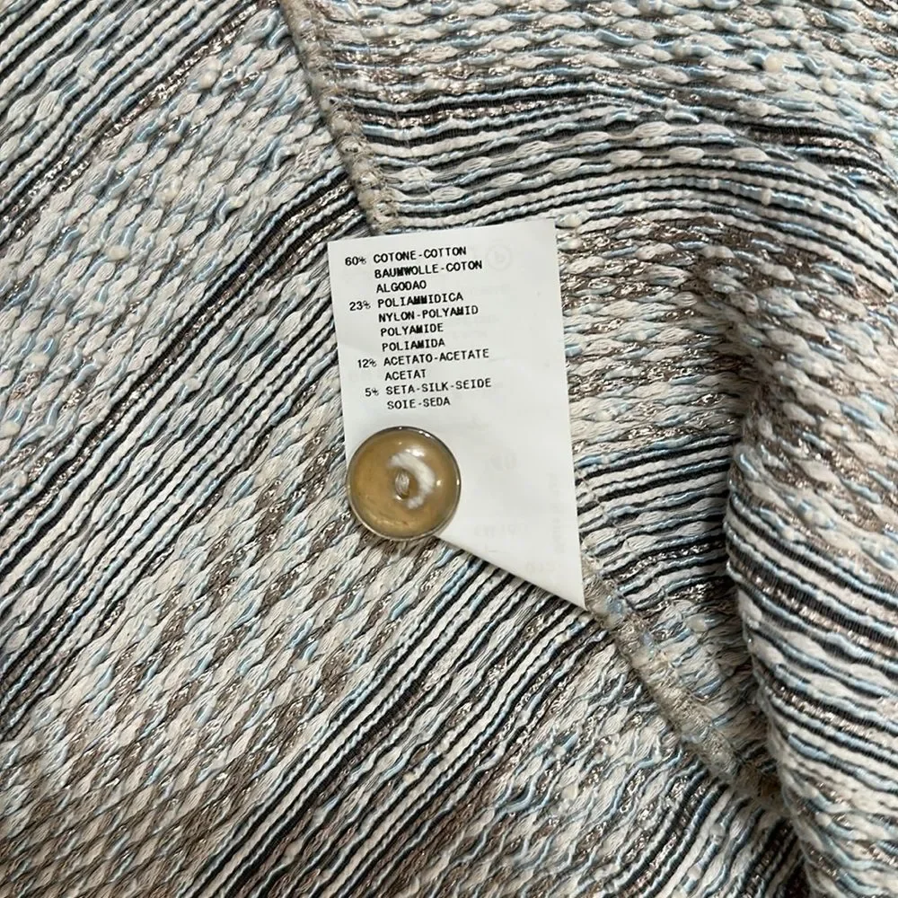ARMANI COLLEZIONI Gray Striped Knit Button Front Blazer/Jacket Women Size 12